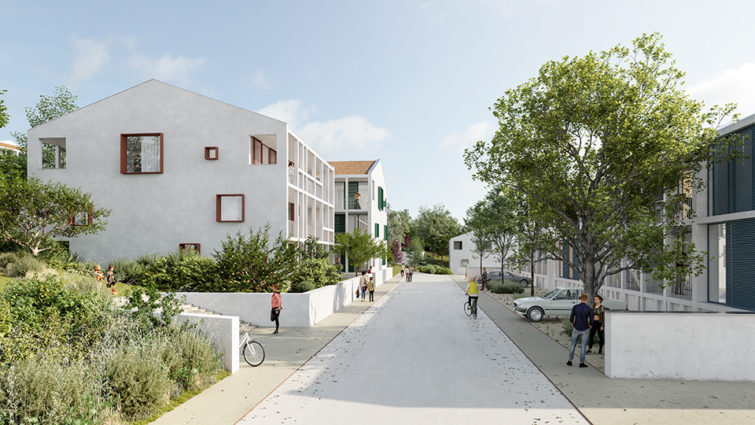 Le2bis-Agence d'architecture toulouse-Aménagement de la ZAC du bourg - Briscous- Projet - Perspective projet