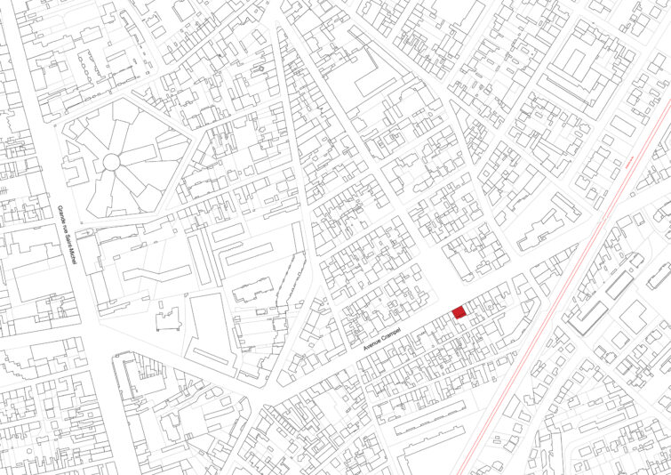 Architecture - Rénovation - Plan de quartier Busca avec bâtiments.